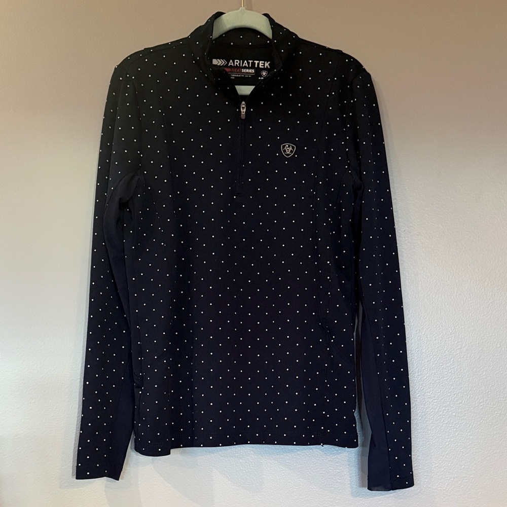 Ariat Blue and White Dotted Half-Zip Top